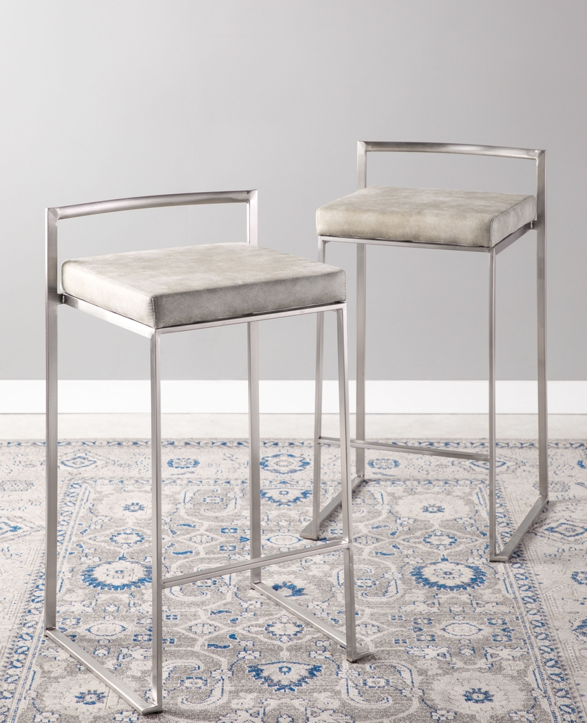 Sora III Gray Counter Height Stool, Set of 3 - Thumbnail - Image 3