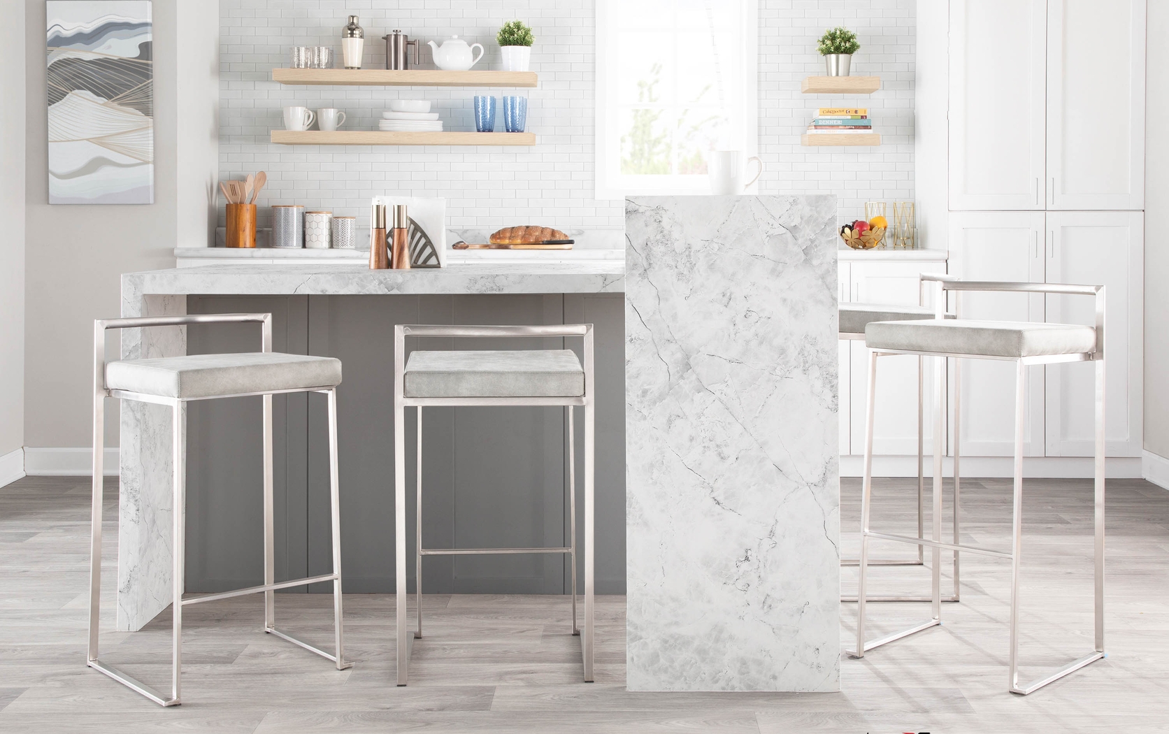 Sora III Gray Counter Height Stool, Set of 3 - Thumbnail - Image 7