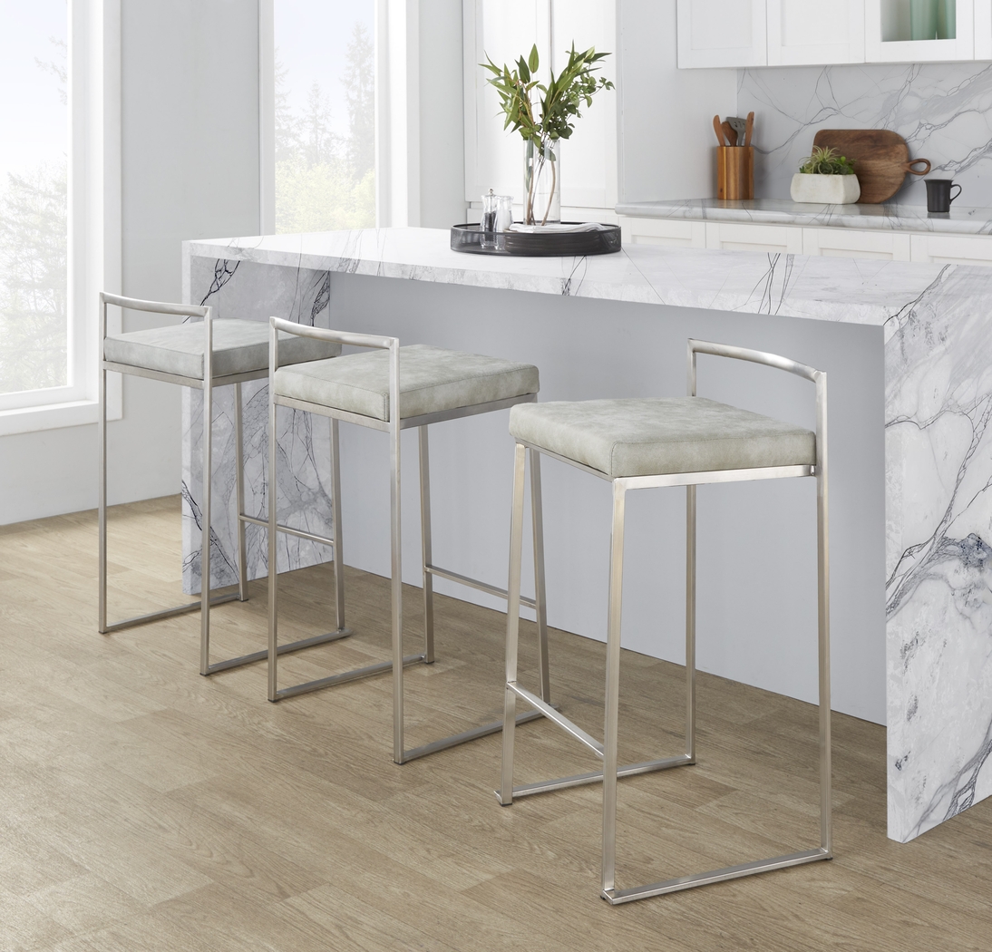 Sora III Gray Counter Height Stool, Set of 3 - Thumbnail - Image 8
