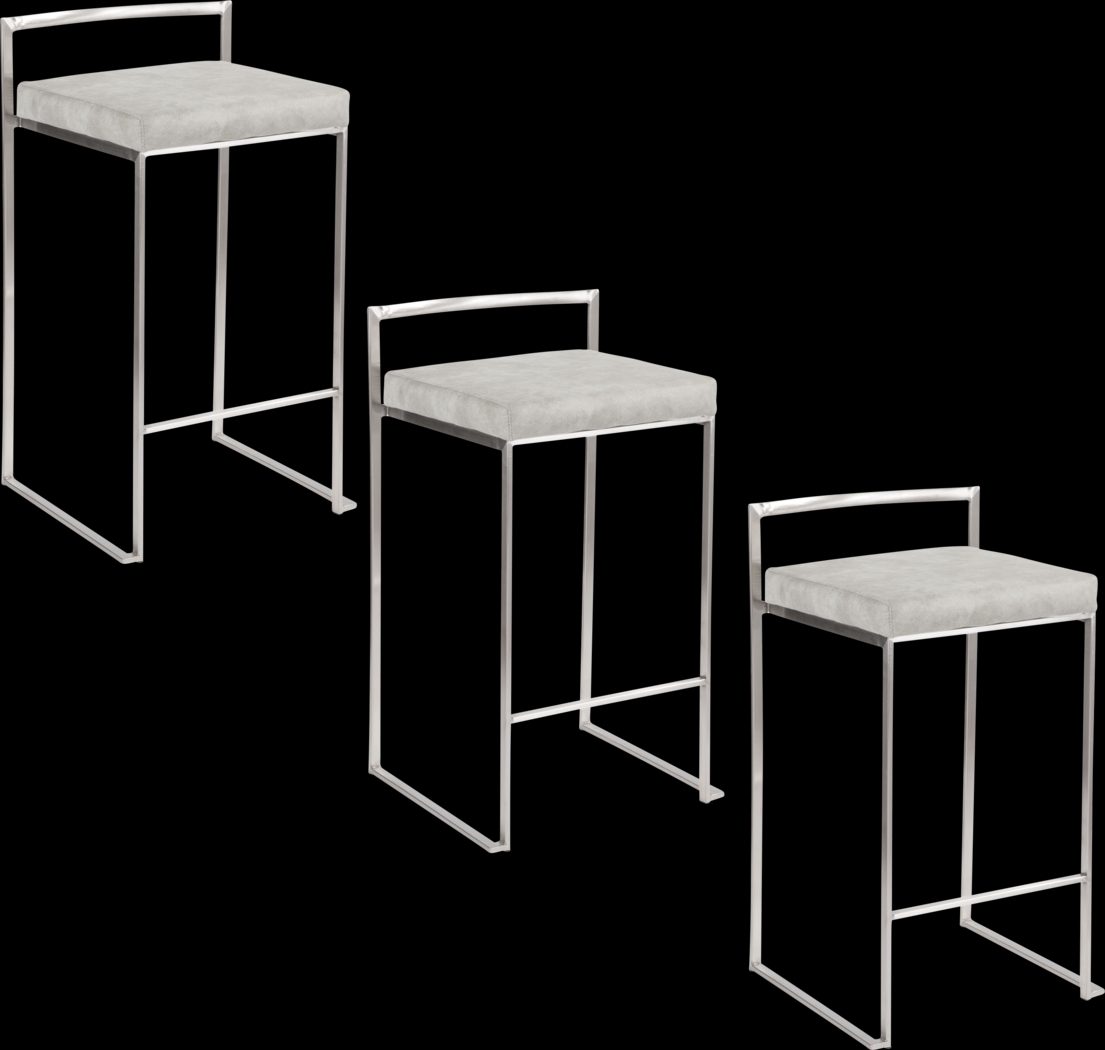 Sora III Gray Counter Height Stool, Set of 3 - Thumbnail - Image 1