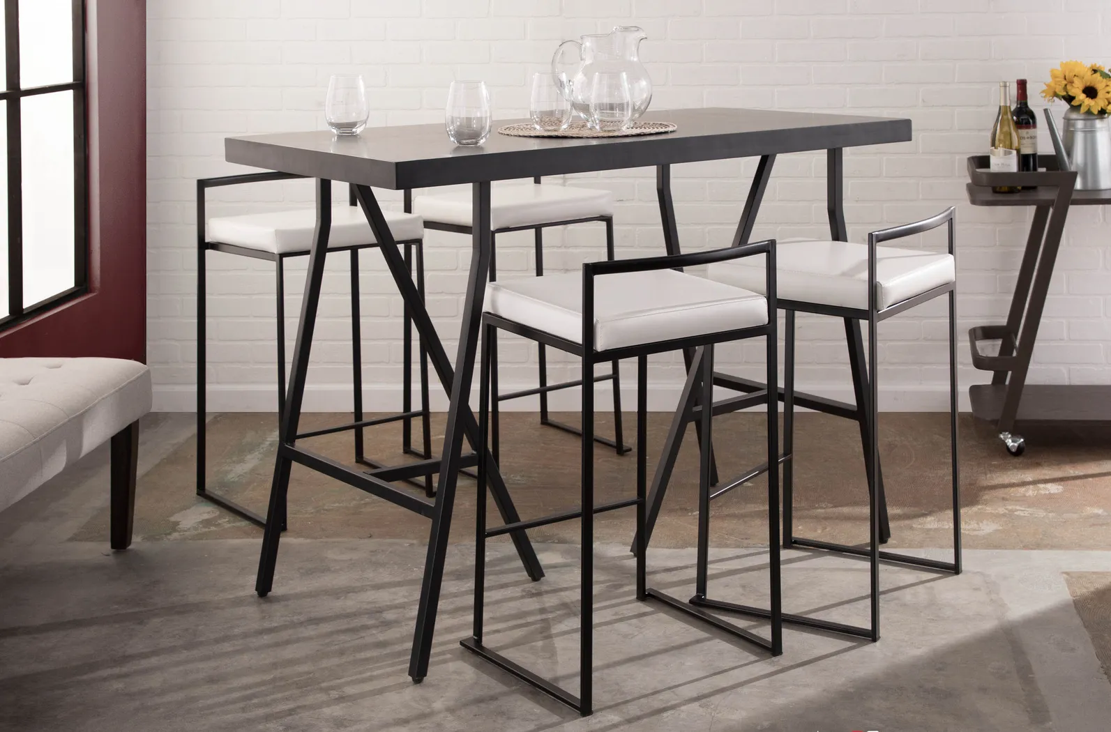 Sora III White Counter Height Stool, Set of 3 - Thumbnail - Image 2