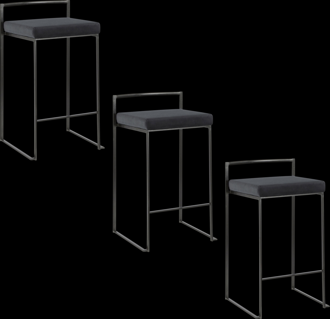 Sora IV Black Black Counter Height Stool, Set of 3 - Thumbnail - Image 1