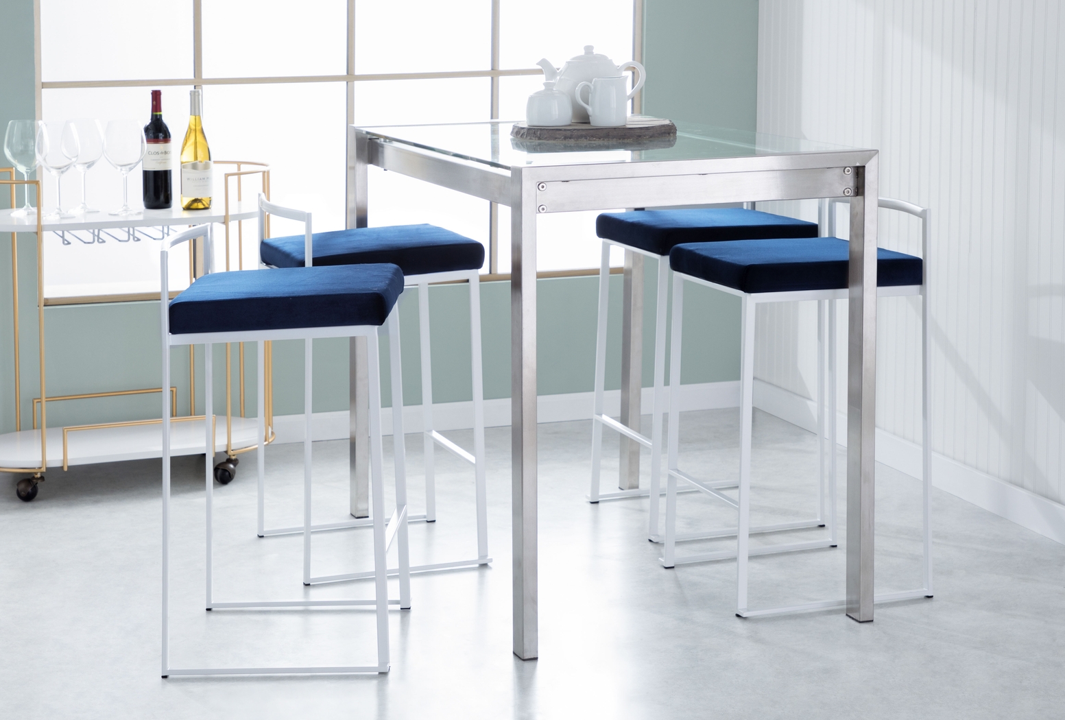 Sora IX Blue Counter Height Stool, Set of 3 - Thumbnail - Image 2