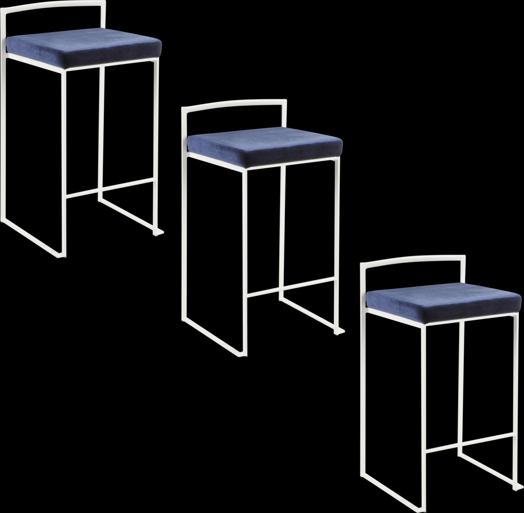 Sora IX Blue Counter Height Stool, Set of 3 - Thumbnail - Image 1