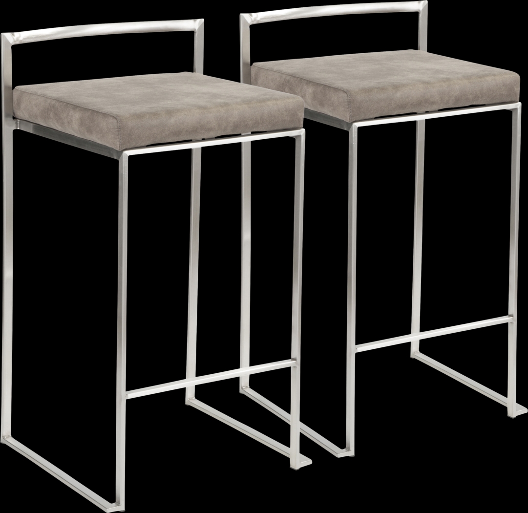 Sora Stone Silver Counter Height Stool (Set of 2) - Thumbnail - Image 1