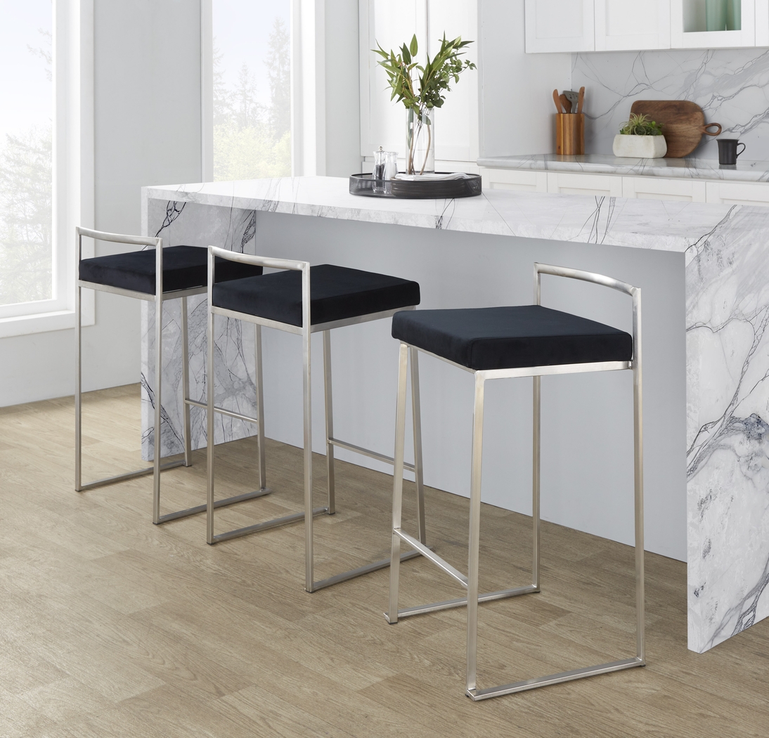 Sora V Black Counter Height Stool, Set of 3 - Thumbnail - Image 4