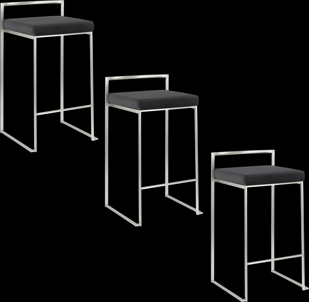 Sora V Black Counter Height Stool, Set of 3 - Thumbnail - Image 1