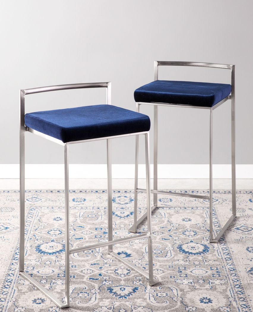 Sora V Blue Counter Height Stool, Set of 3 - Thumbnail - Image 2