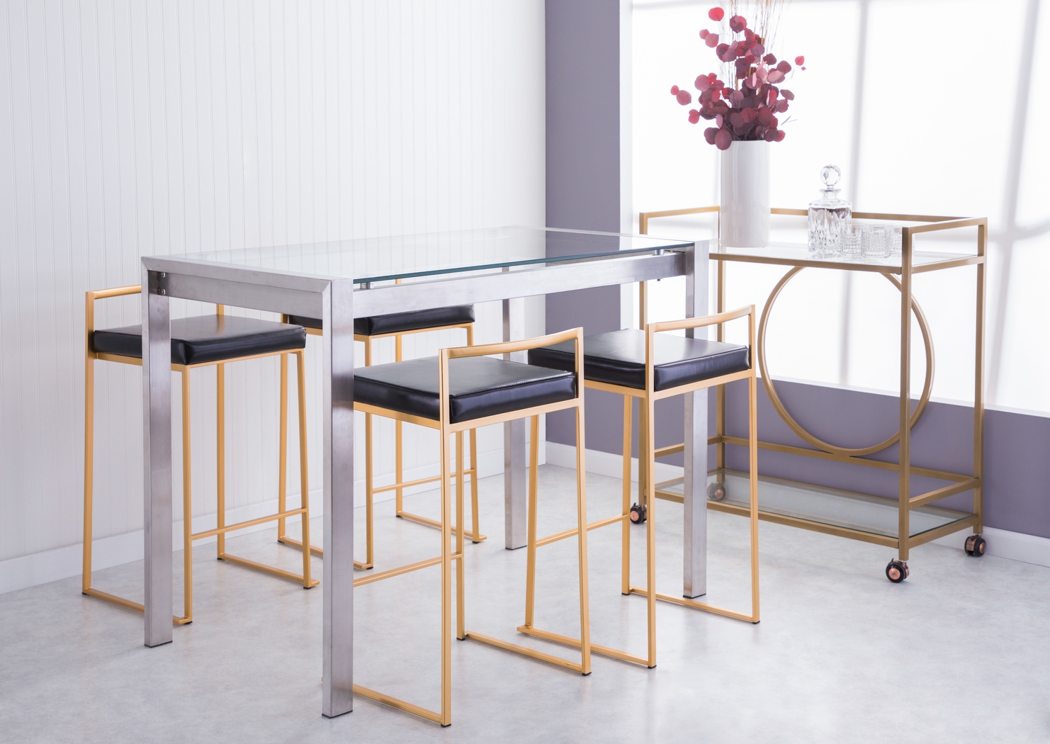 Sora VI Black Counter Height Stool, Set of 3 - Thumbnail - Image 2