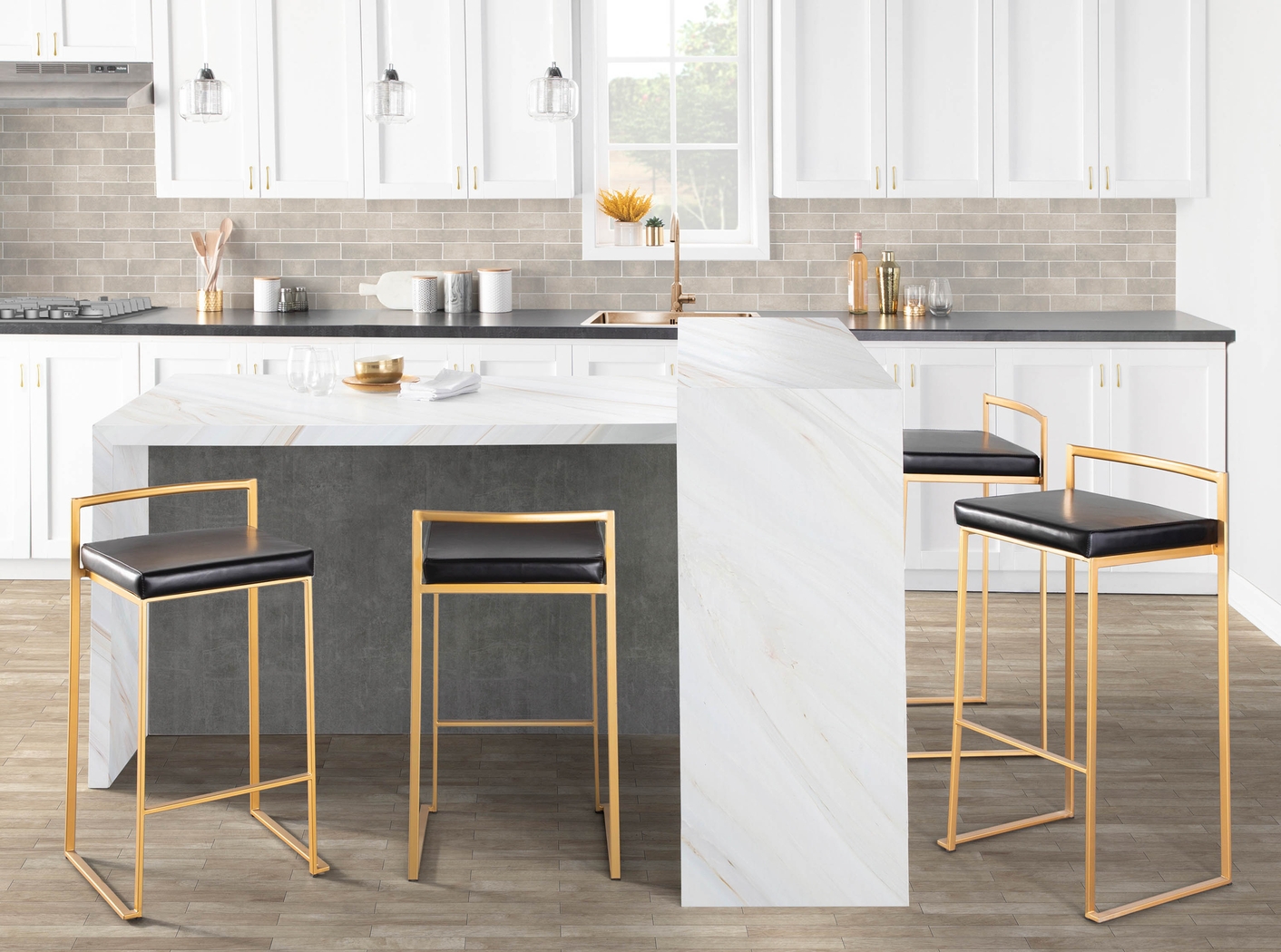 Sora VI Black Counter Height Stool, Set of 3 - Thumbnail - Image 5