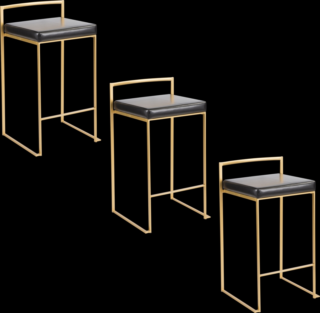 Sora VI Black Counter Height Stool, Set of 3 - Thumbnail - Image 1