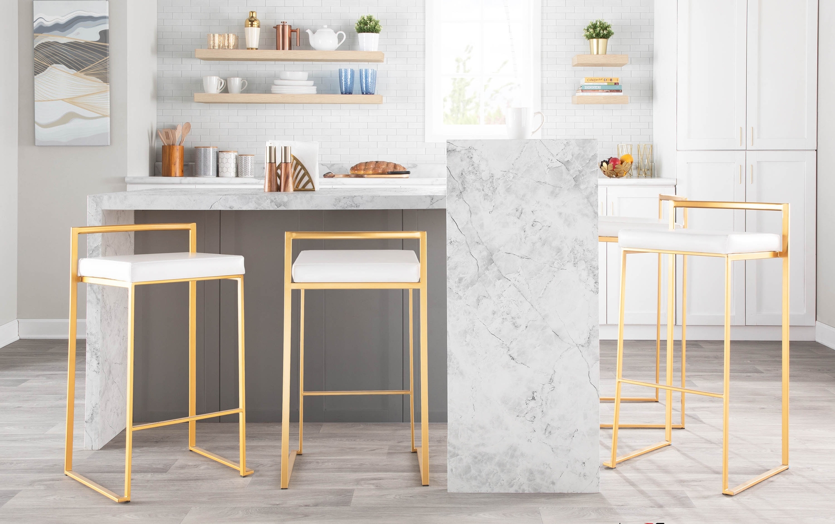 Sora VI White Counter Height Stool, Set of 3 - Thumbnail - Image 6