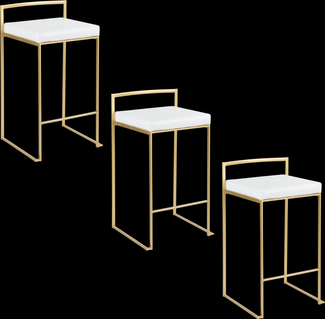 Sora VI White Counter Height Stool, Set of 3 - Thumbnail - Image 1