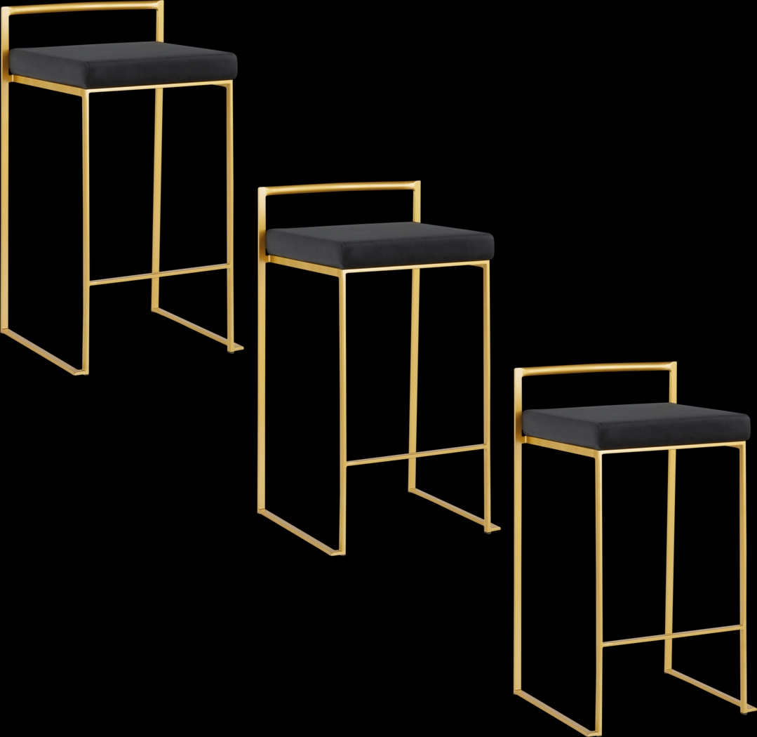 Sora VII Black Counter Height Stool, Set of 3 - Thumbnail - Image 1