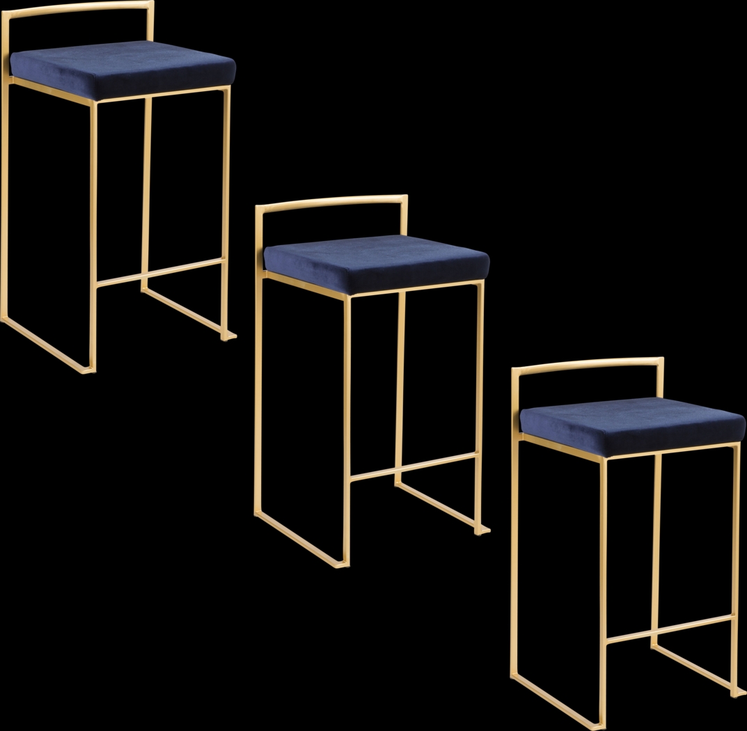 Sora VII Blue Counter Height Stool, Set of 3 - Thumbnail - Image 1