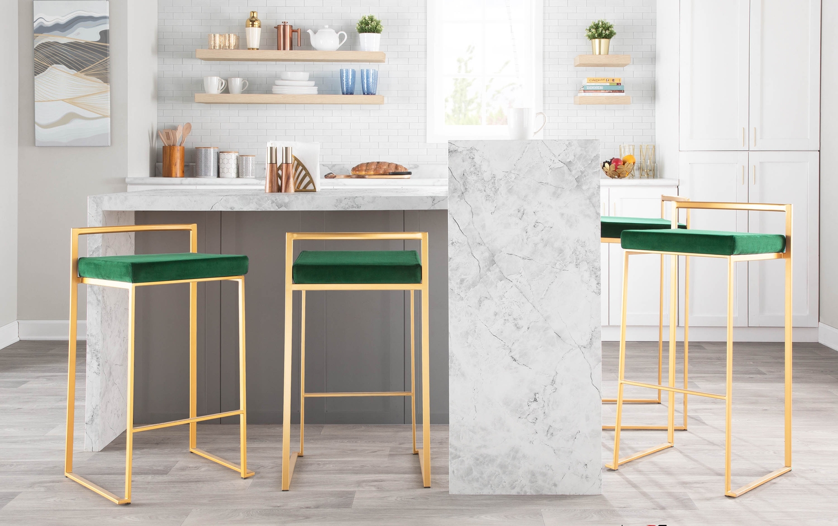 Sora VII Green Counter Height Stool, Set of 3 - Thumbnail - Image 6