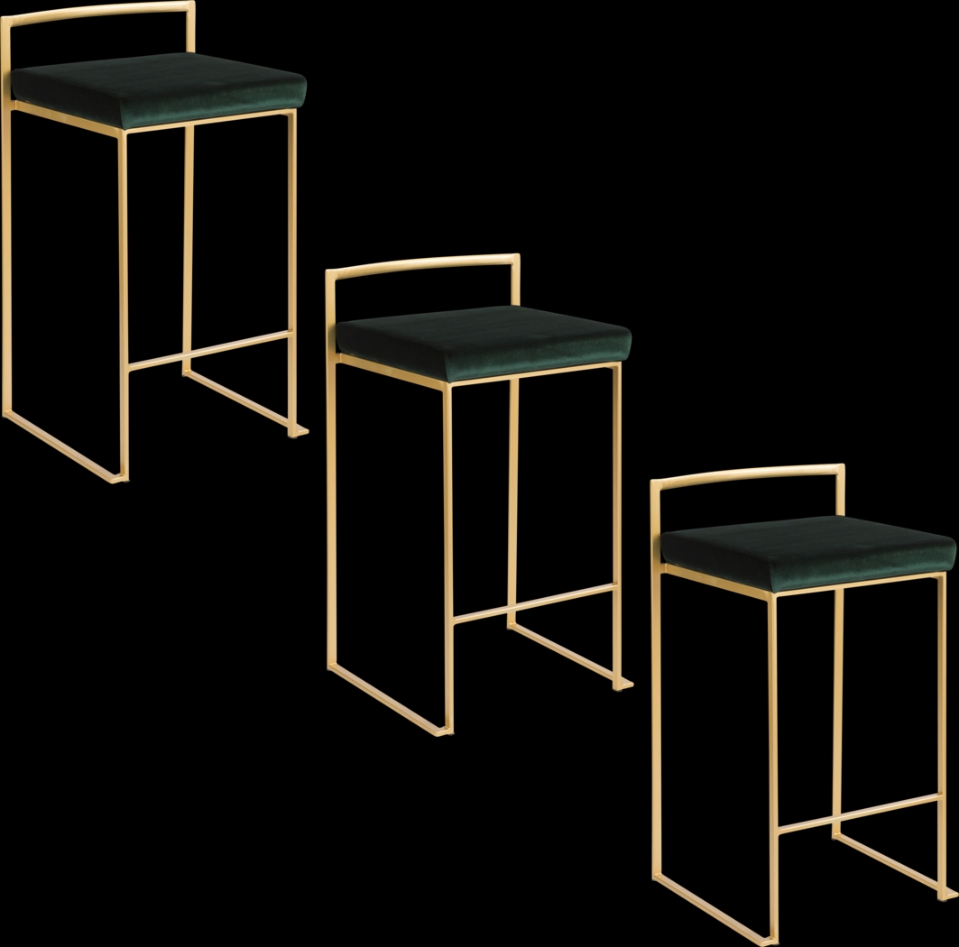 Sora VII Green Counter Height Stool, Set of 3 - Thumbnail - Image 1