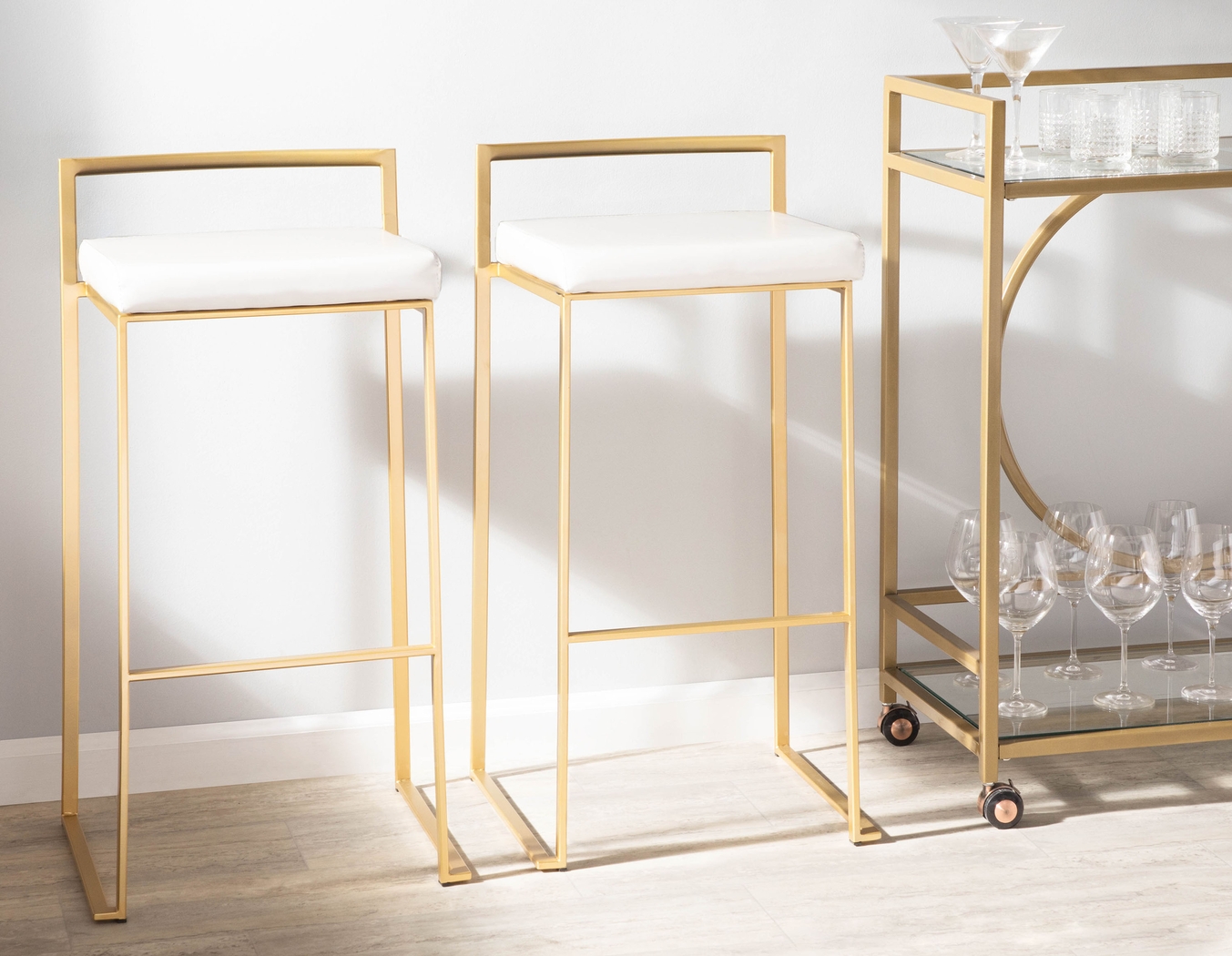 Sora White Gold Barstool (Set of 2) - Thumbnail - Image 4