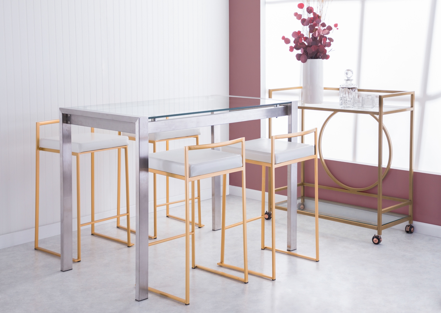 Sora White Gold UltraHyde Counter Height Stool (Set of 2) - Thumbnail - Image 4