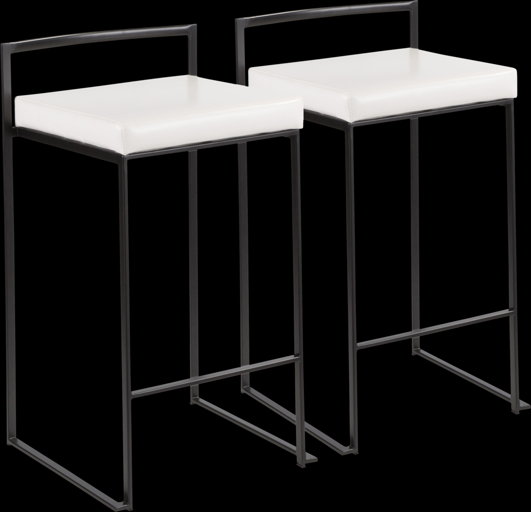 Sora White Ultra Hyde Black Metal Counter Height Stool (Set of 2) - Thumbnail - Image 1