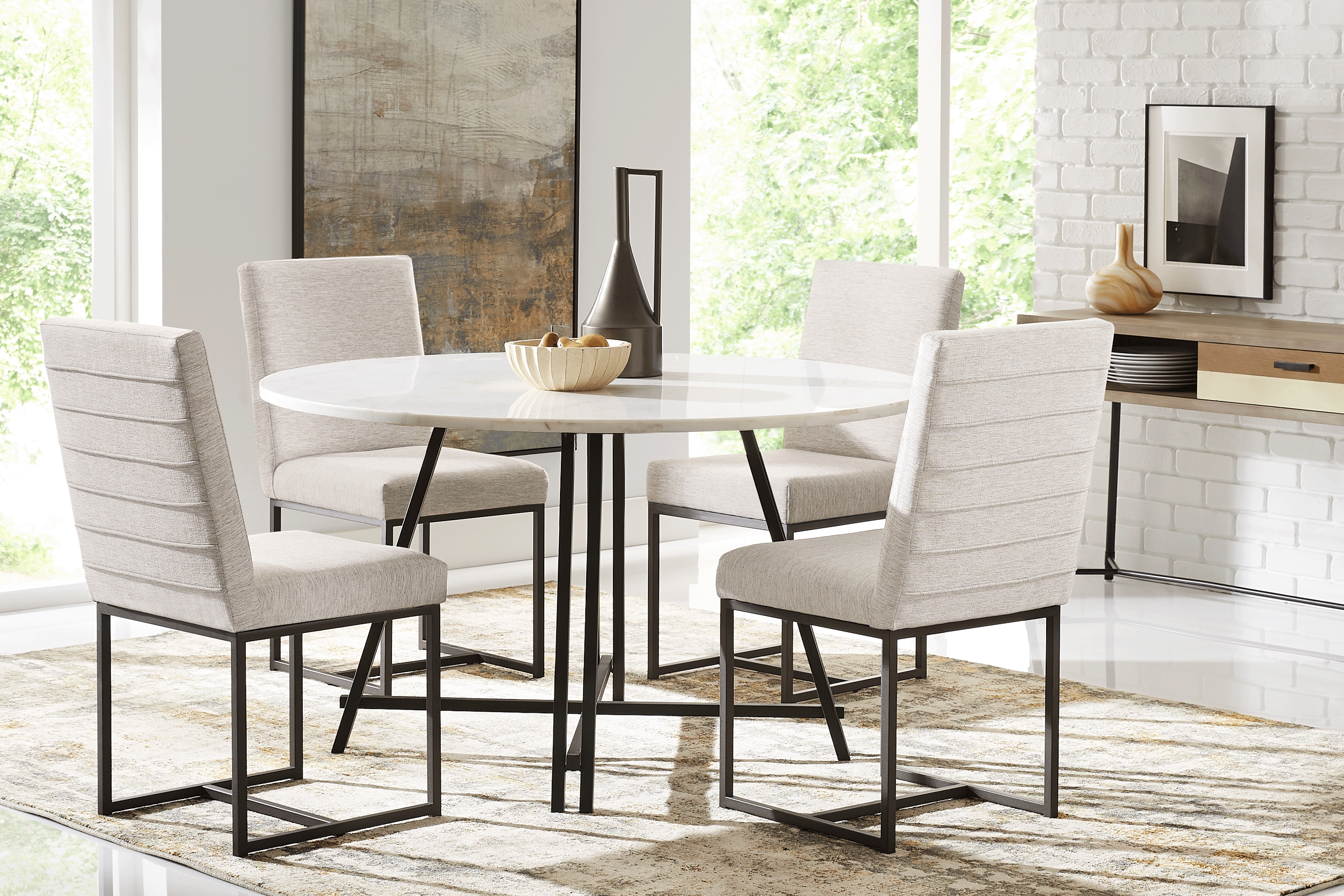 Soraya Street White 5 Pc Dining Room with Loft Side Gray Chairs - Thumbnail - Image 1