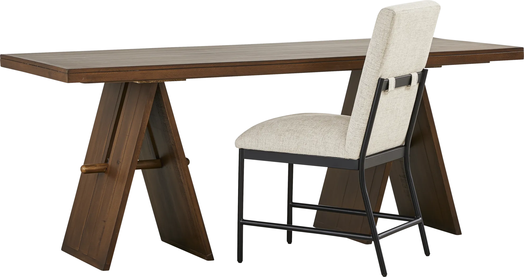 Soren Brown Writing Desk with Cream Chair - Thumbnail - Image 2