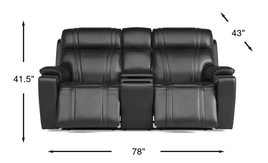 Sound Tech Black Leather Triple Power Reclining Loveseat | Rooms to Go