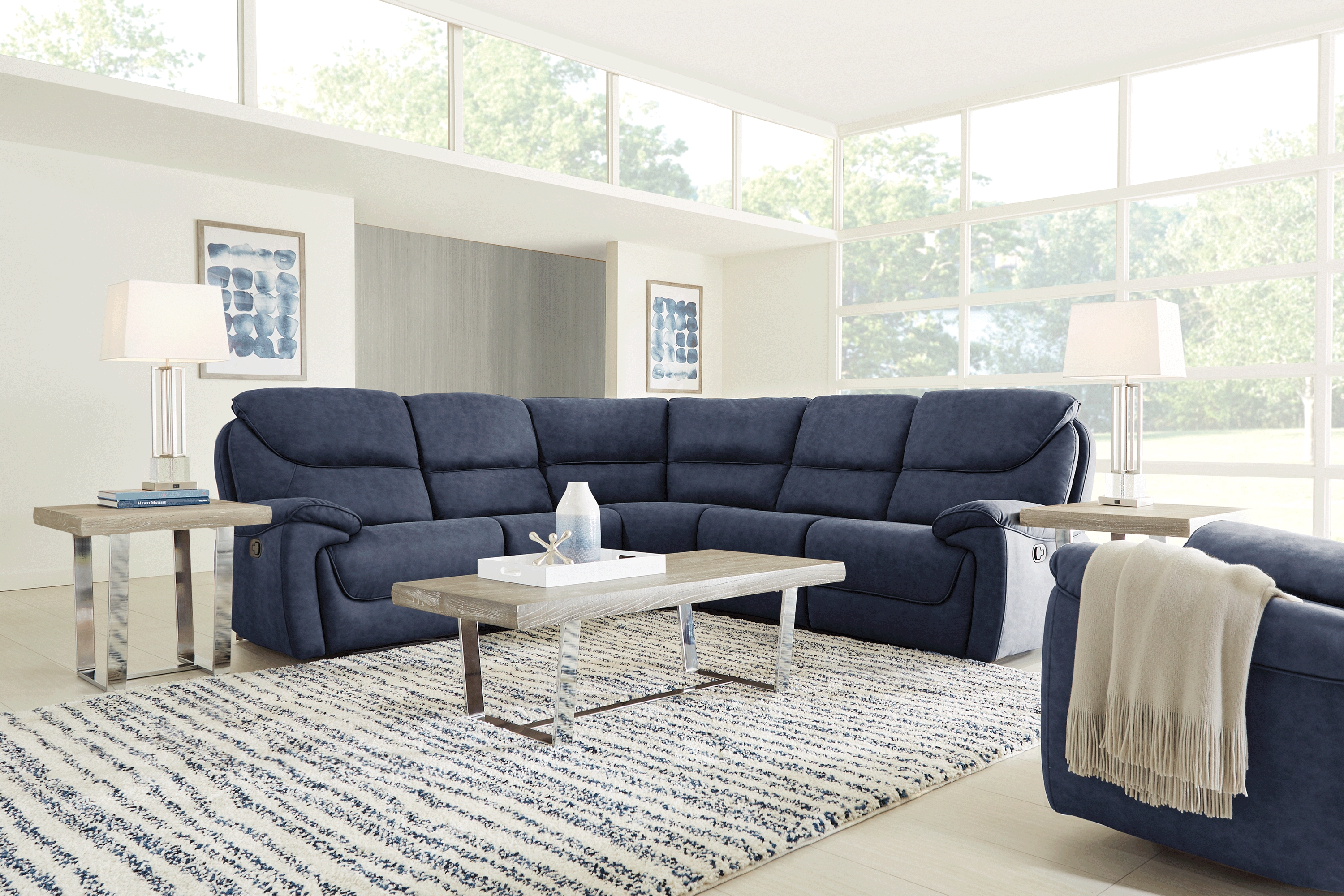 South Brook Blue 10 Pc Reclining Sectional Living Room - Thumbnail - Image 1