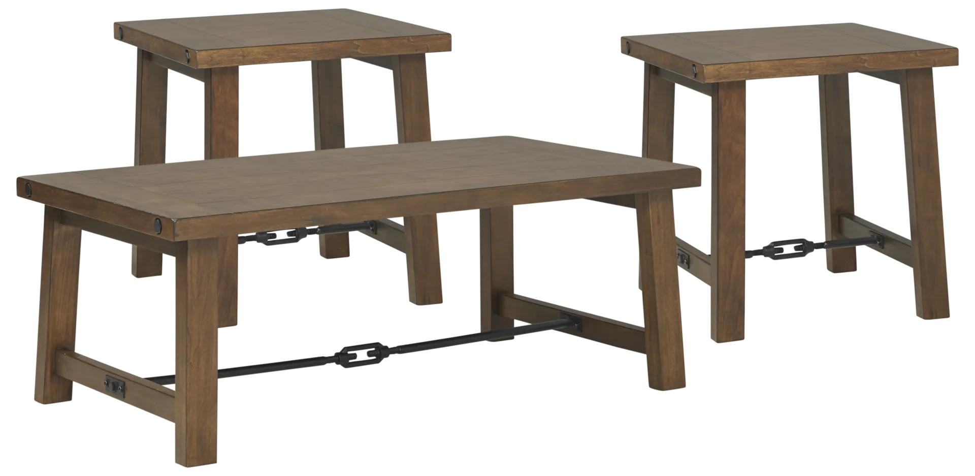 brown 3 pc table set