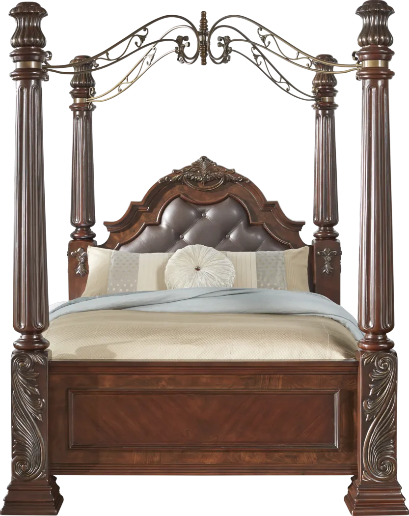 Southampton Walnut 4 Pc King Canopy Bed - Thumbnail - Image 1