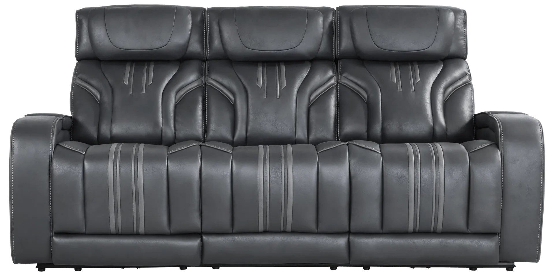 navy triple power reclining sofa with audio