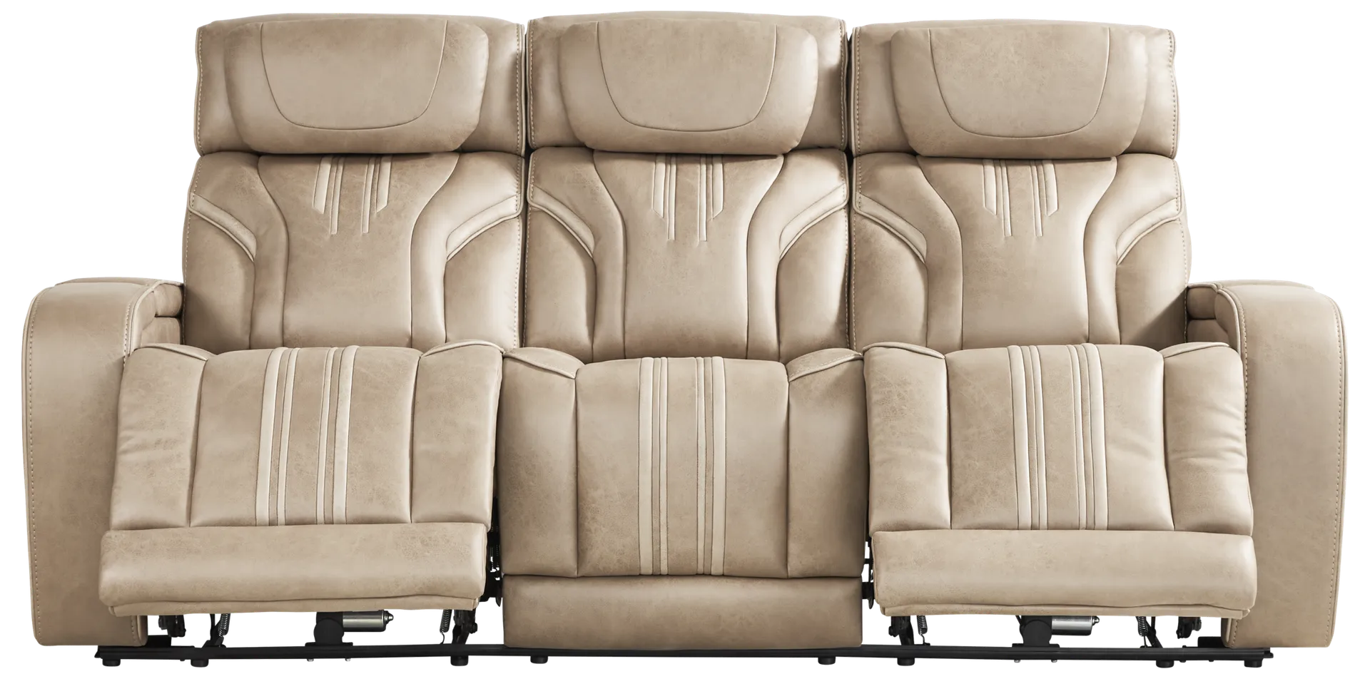 sand triple power reclining sofa with audio