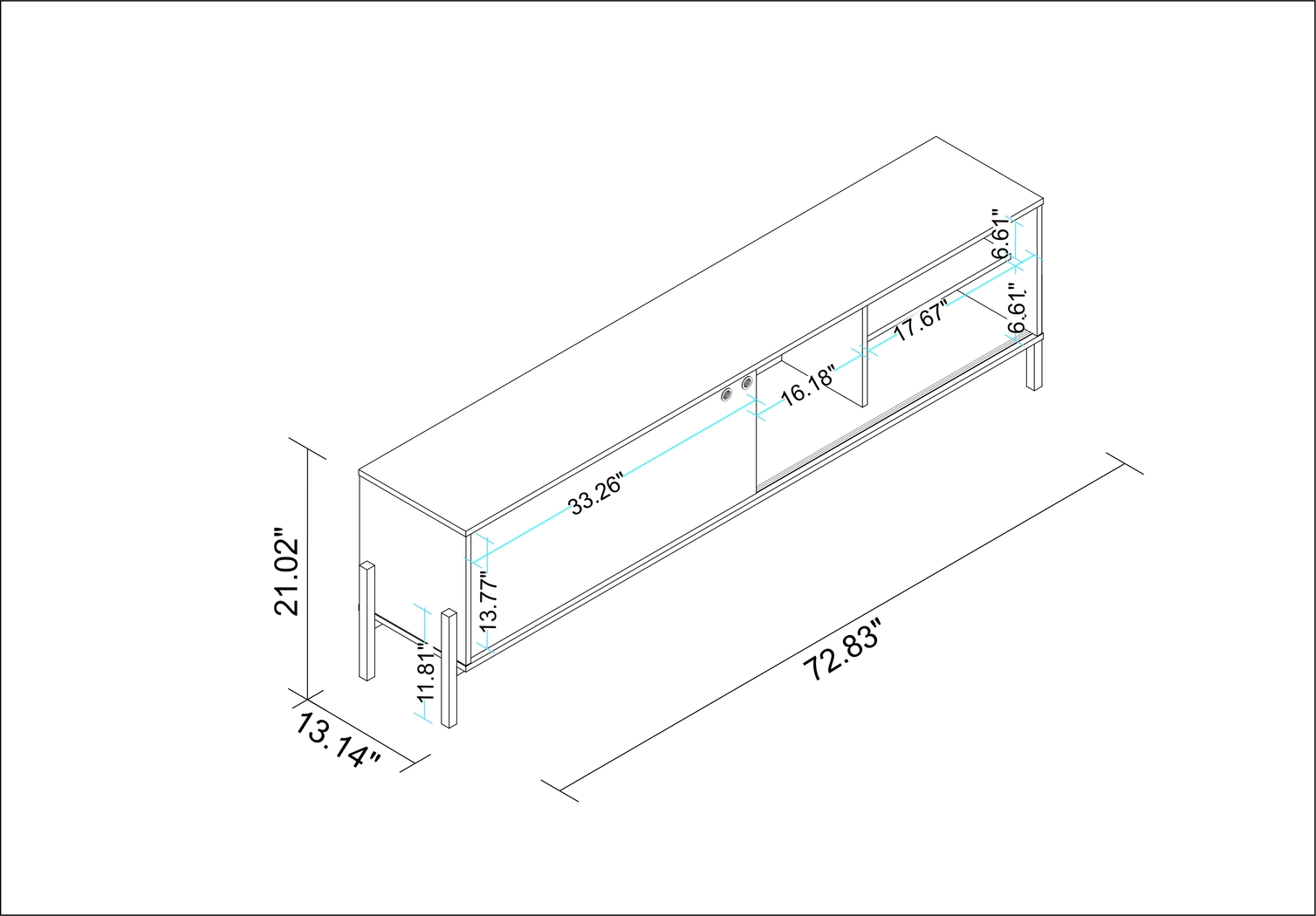 Southmont White 73 in. Console - Thumbnail - Image 7