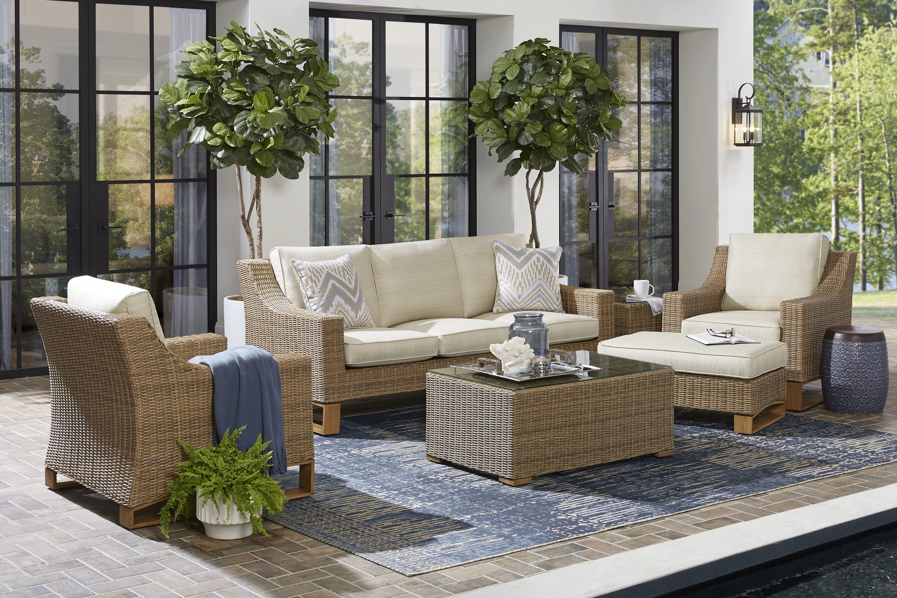 Southport Tan 5 Pc Outdoor Seating Set - Thumbnail - Image 1