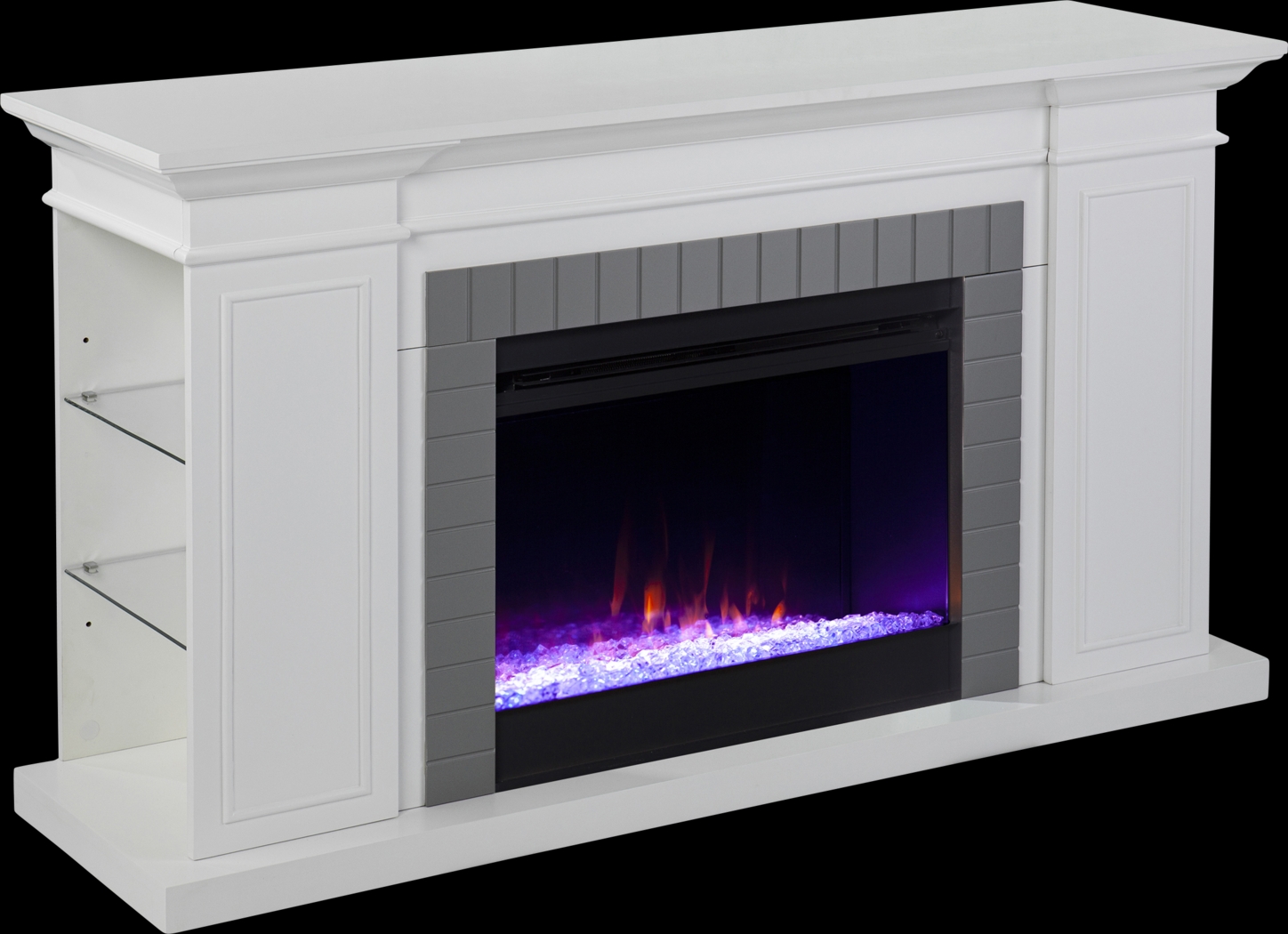 Spandera I White 55 in. Console, With Color Changing Electric Fireplace - Thumbnail - Image 1