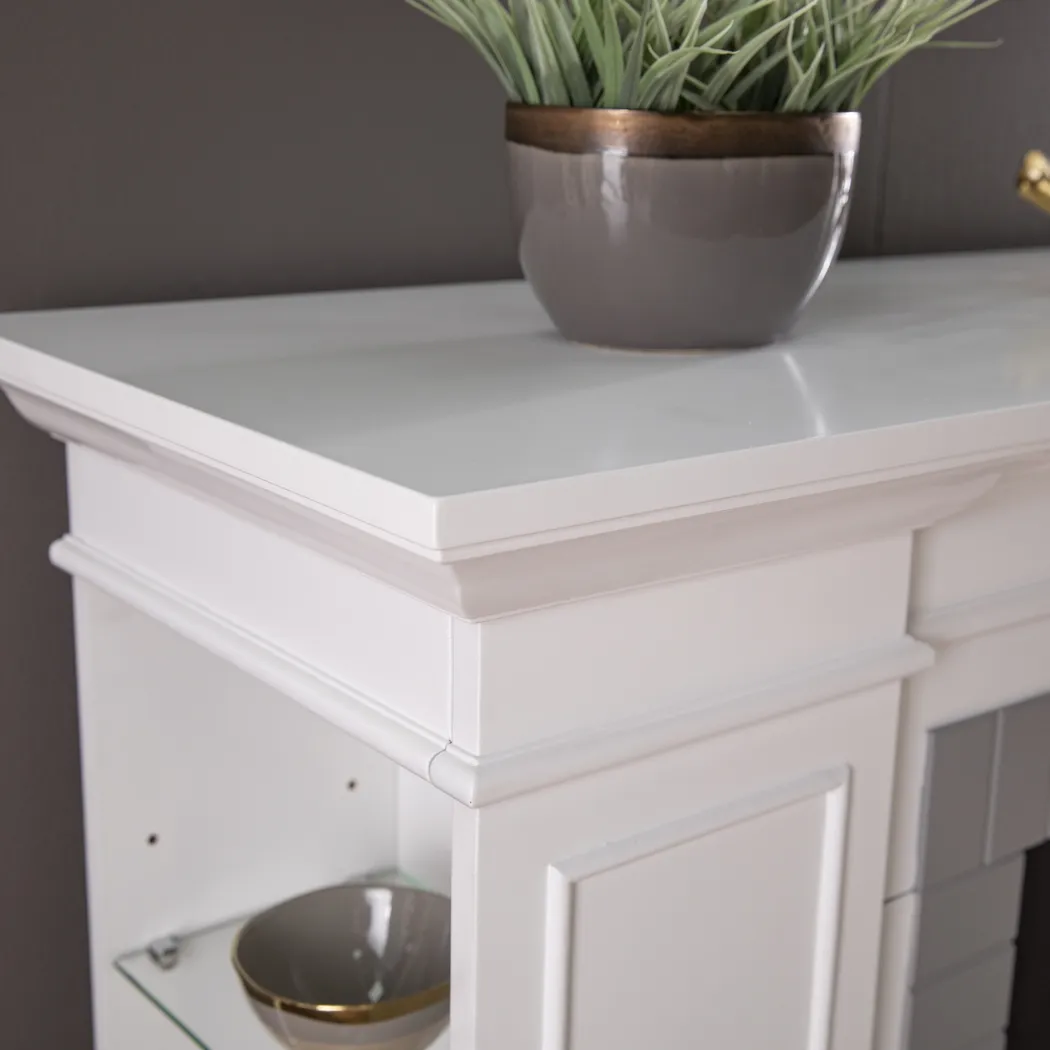Spandera IV White 55 in. Console, With Touch Panel Electric Log Fireplace - Image 6