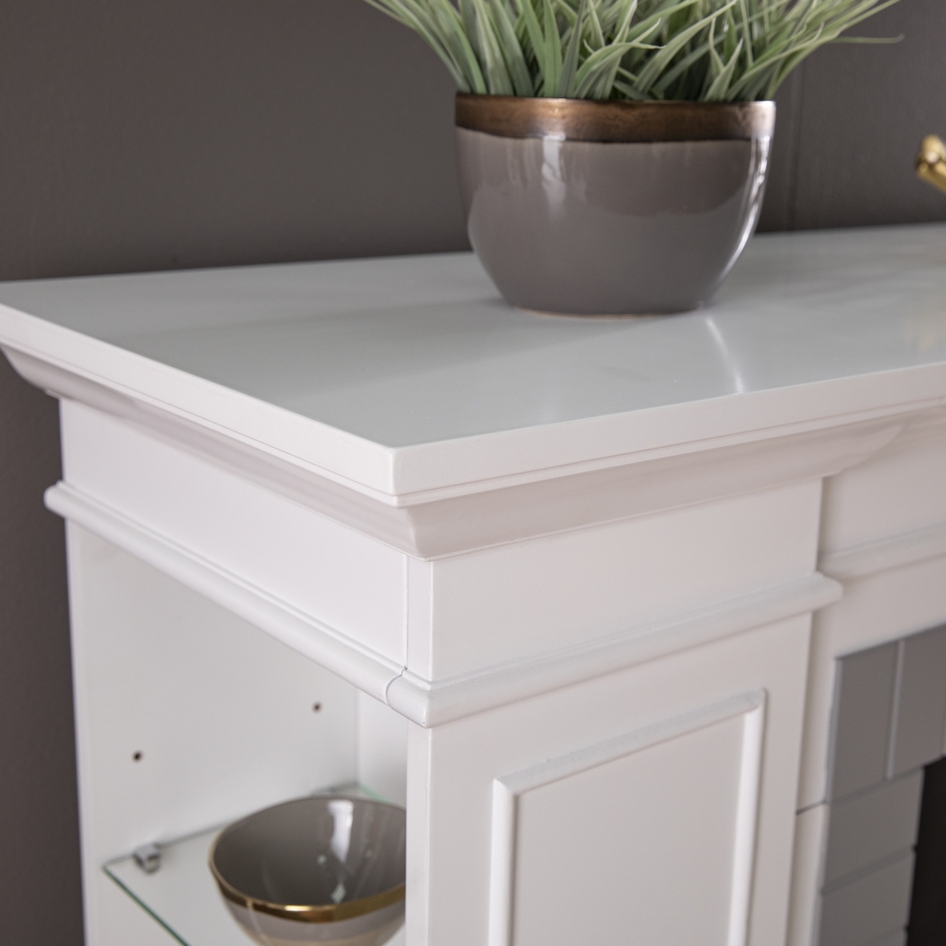 Spandera II White 55 in. Console With Electric Log Fireplace - Thumbnail - Image 4