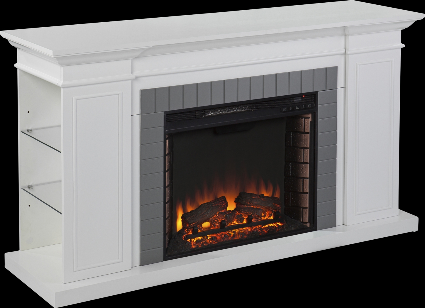 Spandera II White 55 in. Console With Electric Log Fireplace - Thumbnail - Image 1