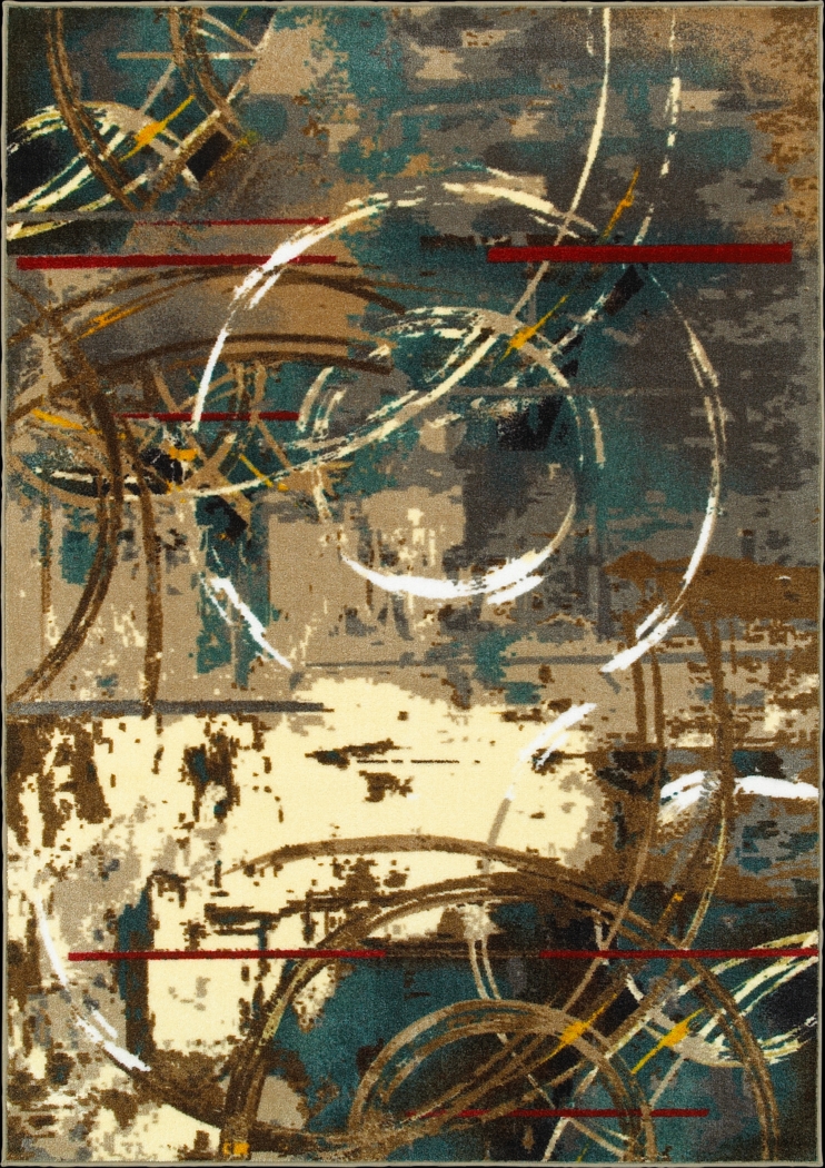 Spherical Abstract Green 5'3 x 7'6 Rug - Thumbnail - Image 1