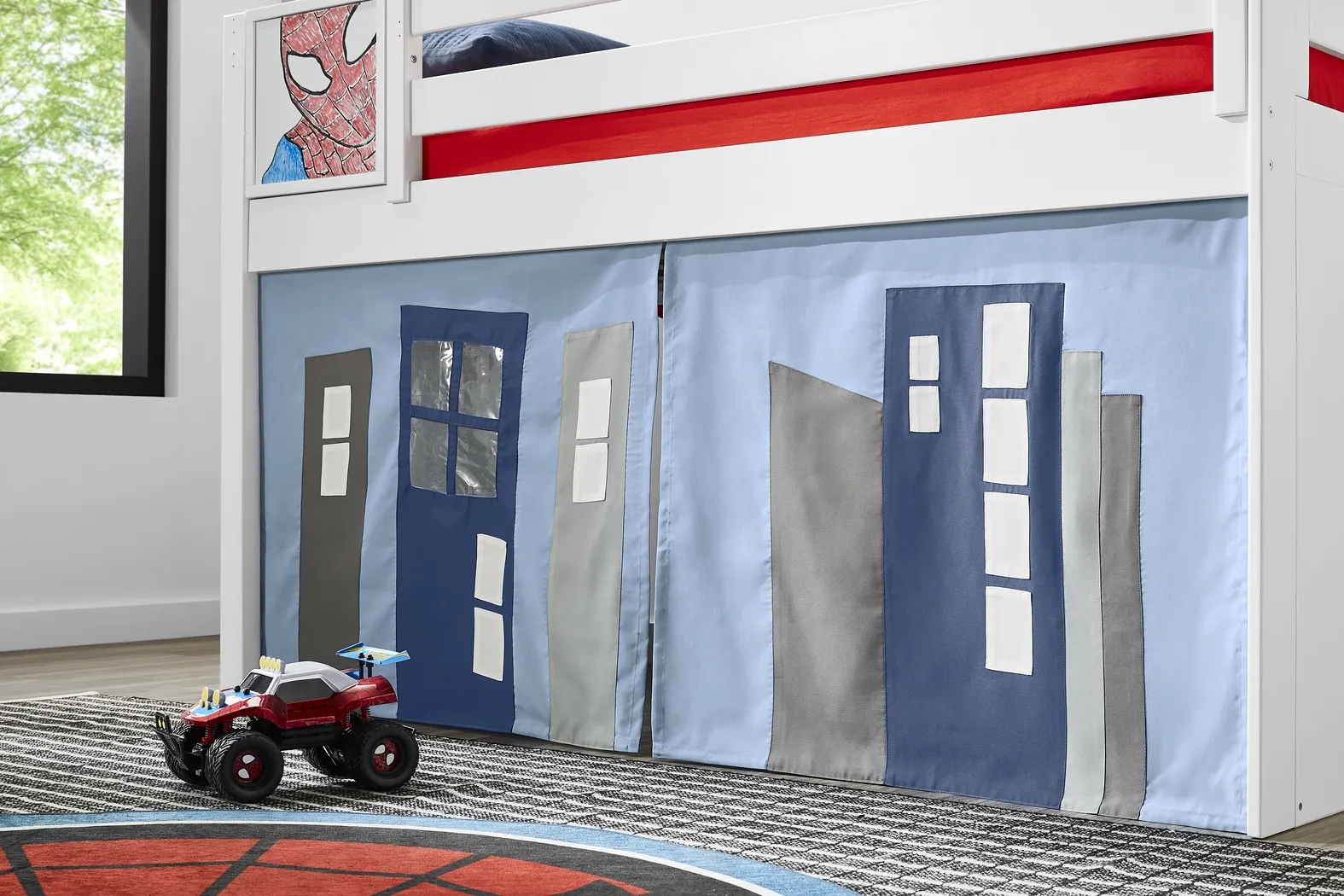 Spider-Man White Twin Low Loft with Slide - Thumbnail - Image 2