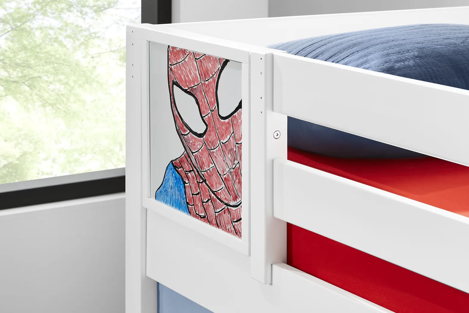 Spider-Man White Twin Low Step Loft with Activity Panel, Tent & Tower - Thumbnail - Image 2