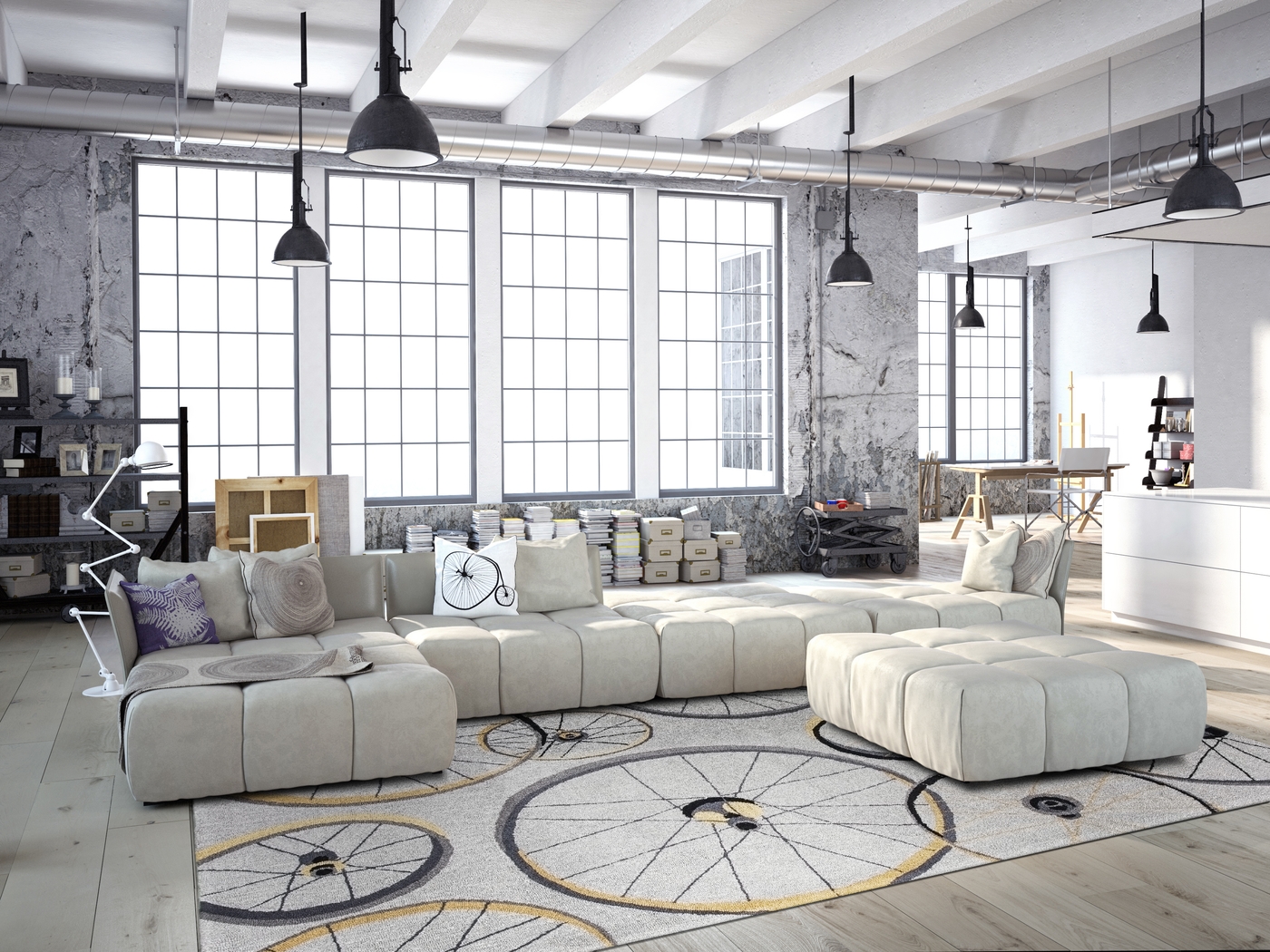 Kids Spoke City Gray 5' x 7'6 Rug - Thumbnail - Image 2