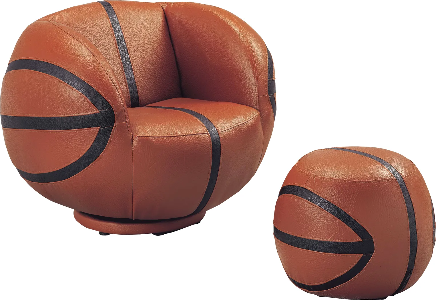 Kids Sport Brown Basketball Chair and Ottoman - Thumbnail - Image 1