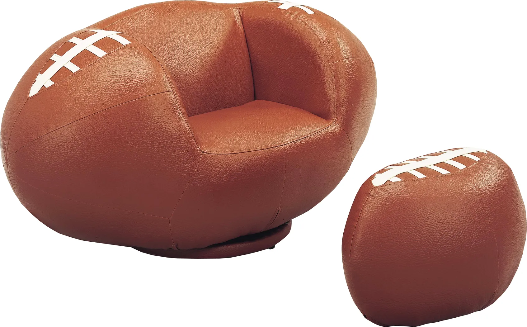 Sport Brown Football Chair and Ottoman - Thumbnail - Image 1