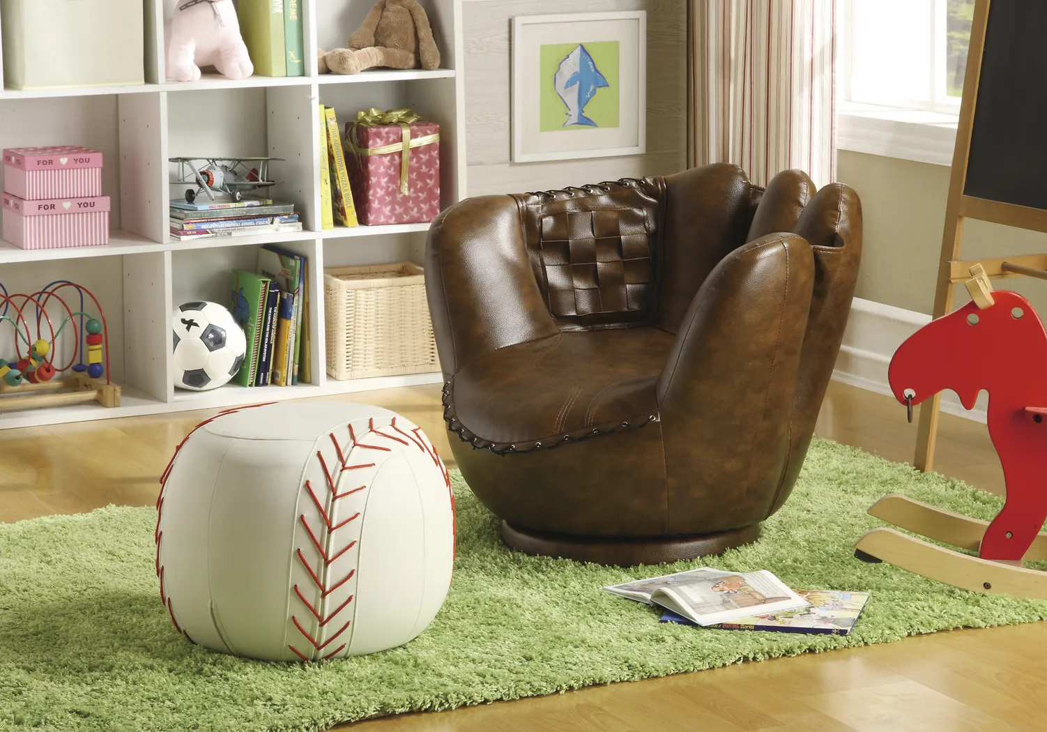Sport Brown Glove Chair & Ottoman - Thumbnail - Image 1