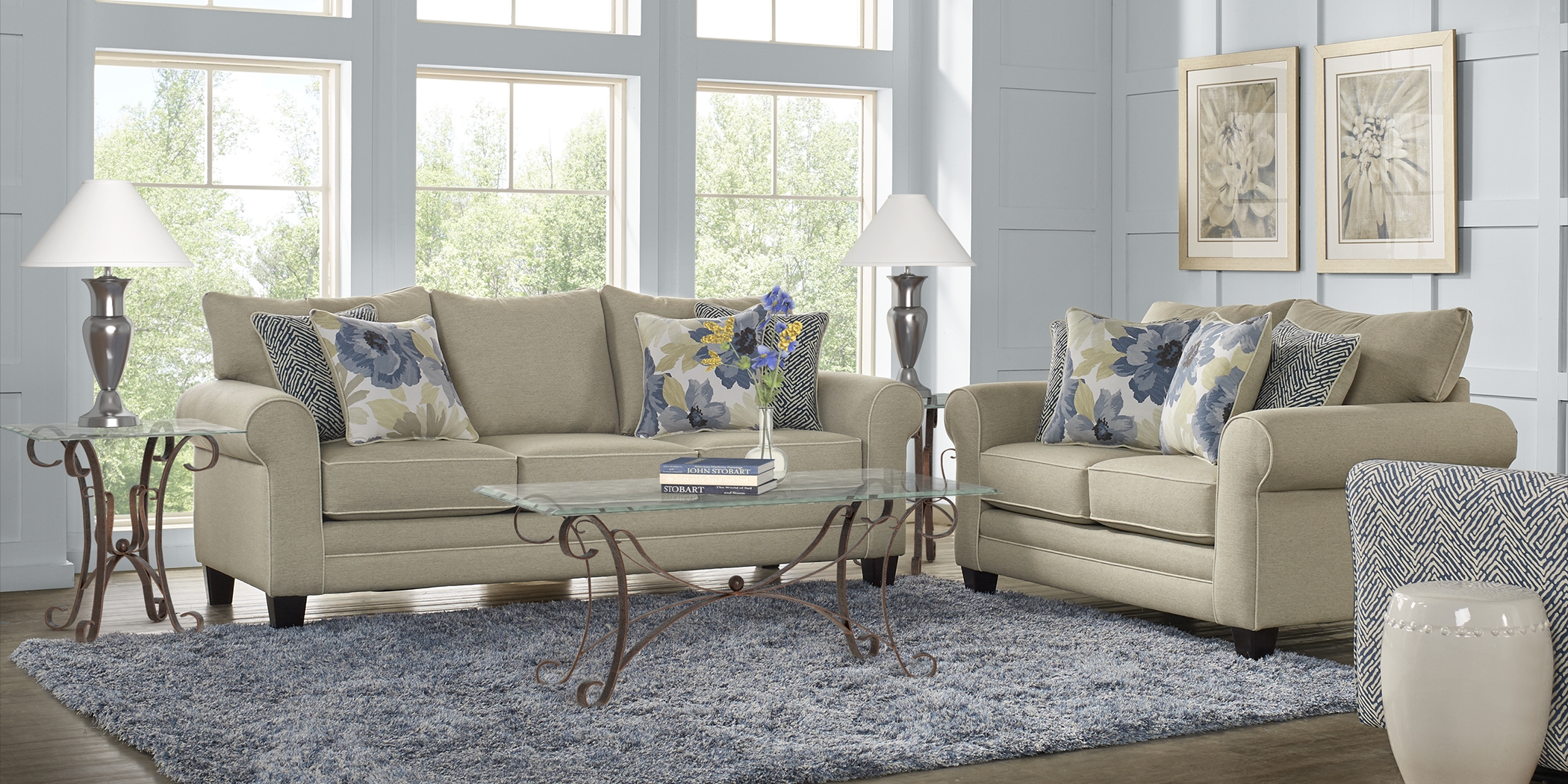 Spring Blooms Beige 8 Pc Living Room - Thumbnail - Image 1