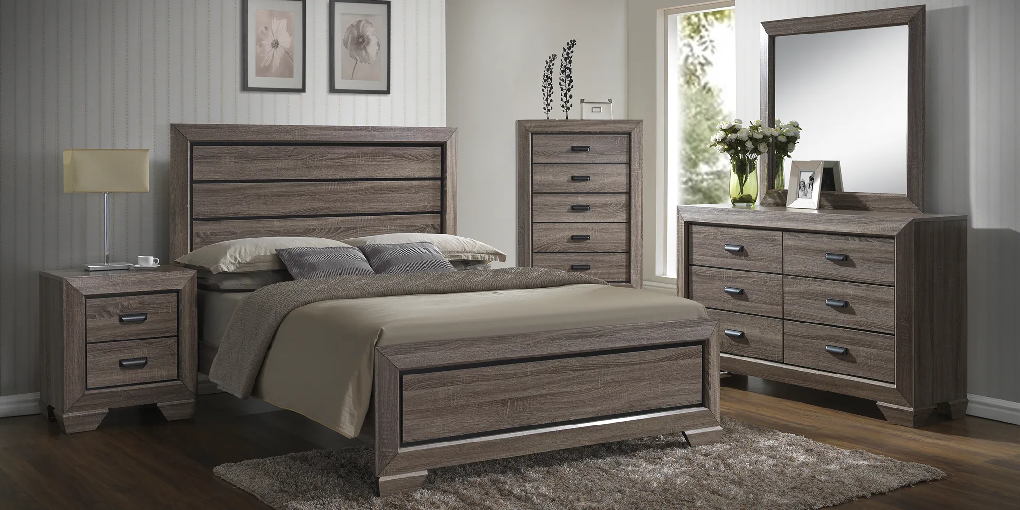 Spring Branch Gray 5 Pc Queen Bedroom - Thumbnail - Image 1