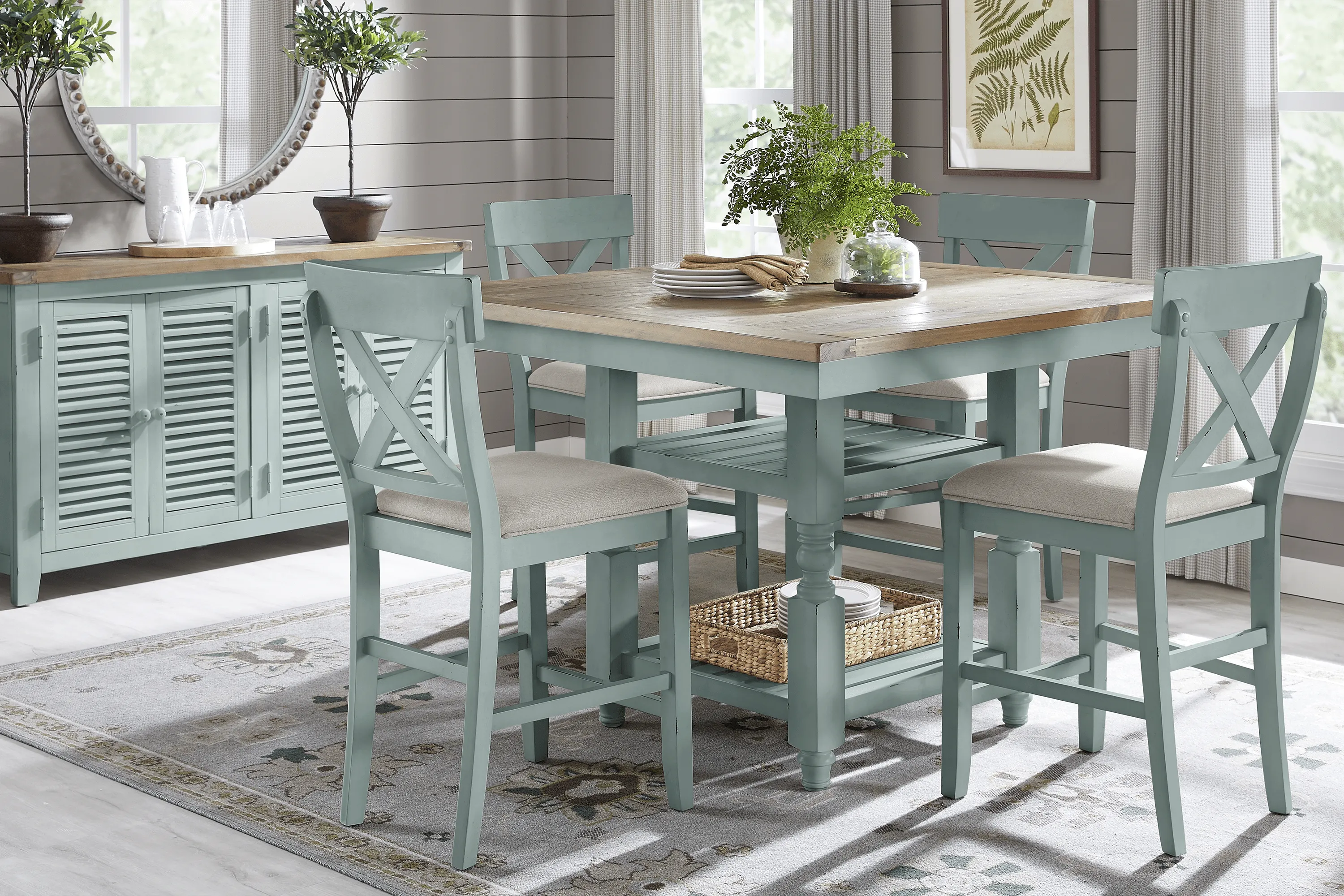 Spring Cottage Blue 5 Pc Counter Height Dining Set - Thumbnail - Image 1
