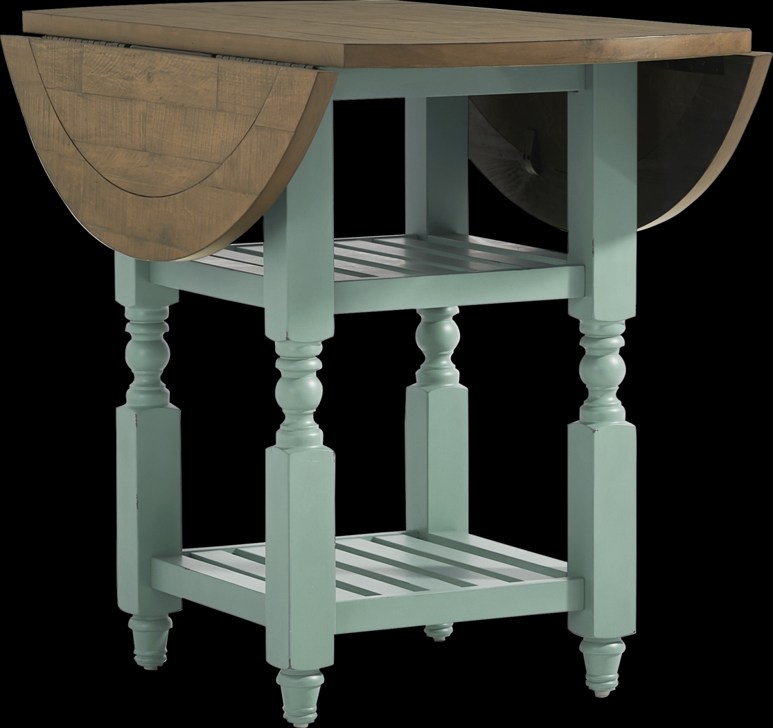 Spring Cottage Blue 6 Pc Round Counter Height Drop Leaf Dining Room - Thumbnail - Image 3