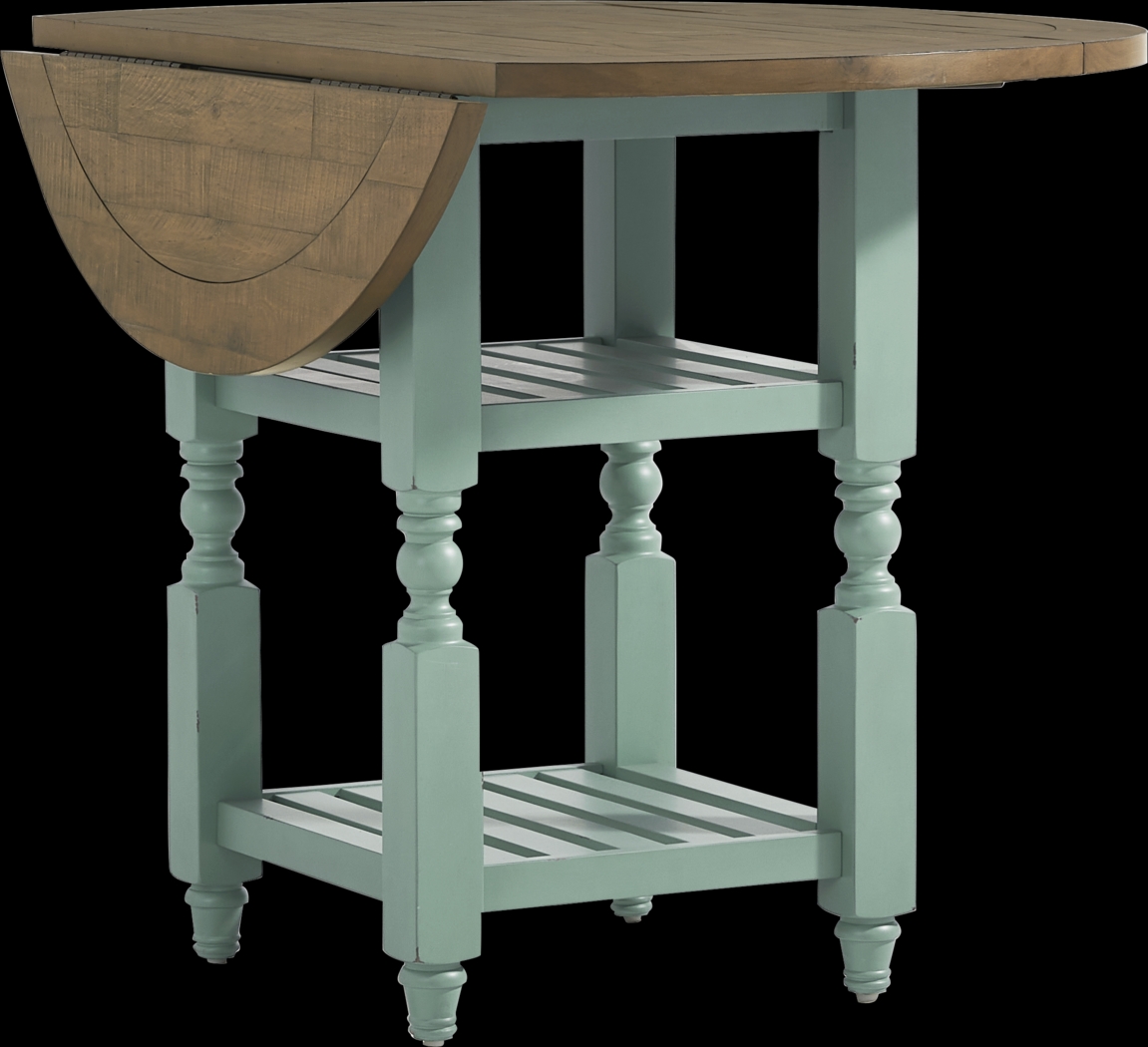 Spring Cottage Blue 6 Pc Round Counter Height Drop Leaf Dining Room - Thumbnail - Image 7